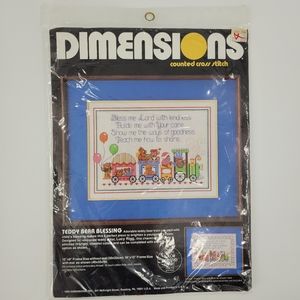 Dimensions Cross Stitch Kit Teddy Bear Blessings USA Made Vintage NEW